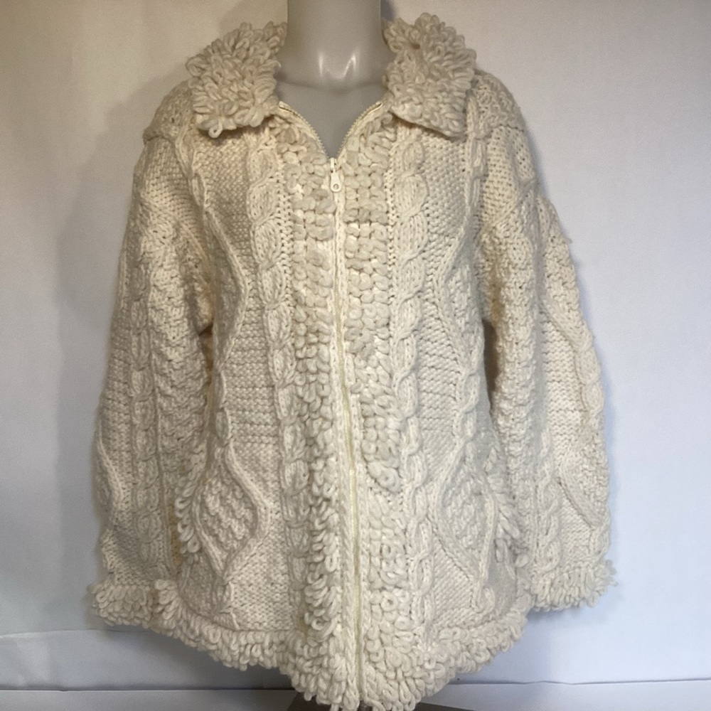 SISANDINA Hand Crafted Wool Women’s Full Zip Chunky Sweater size medium